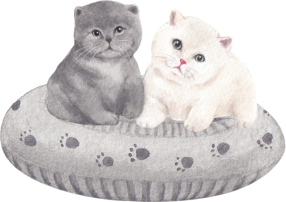 寄り添って座る2匹の猫のイラスト