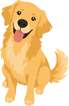 やさしい表情で座る犬のイラスト